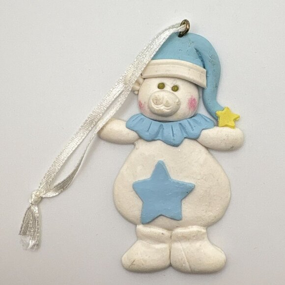 Vintage Sleepy Polar Bear Christmas Tree Ornament With Star Design - Picture 5 of 6